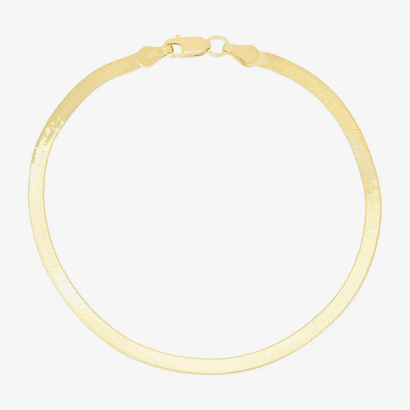 Womens 14K Gold 7 Inch Semisolid Herringbone Chain Bracelet