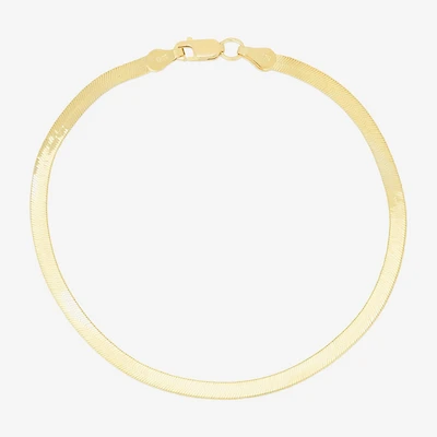 Womens 14K Gold 7 Inch Semisolid Herringbone Chain Bracelet