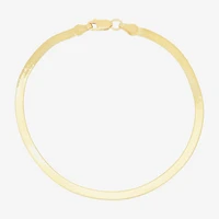 Womens 14K Gold 7 Inch Semisolid Herringbone Chain Bracelet