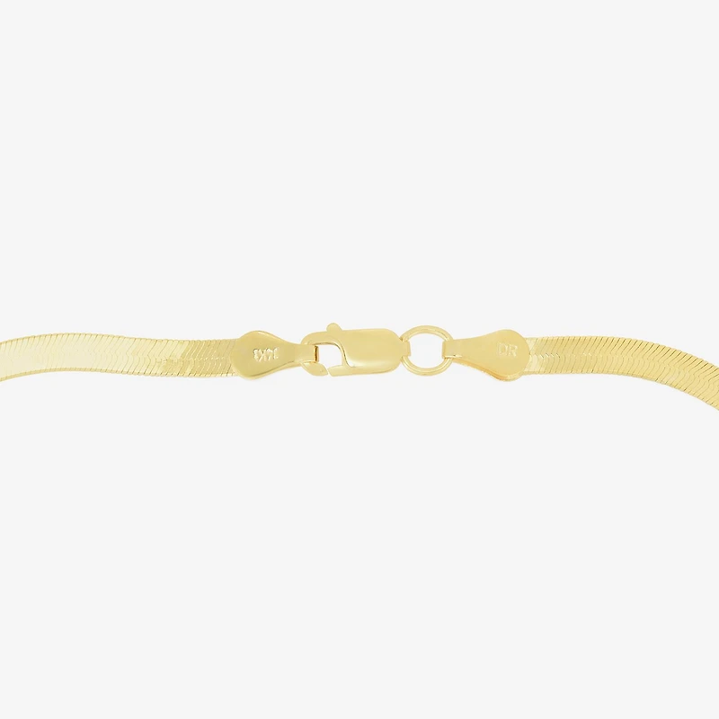 Womens 14K Gold 7 Inch Semisolid Herringbone Chain Bracelet