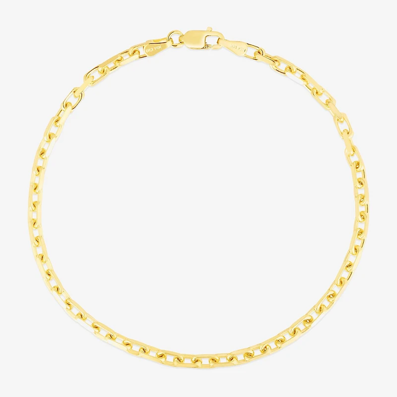 Mens 14K Gold 7.25 Inch Solid Link Chain Bracelet