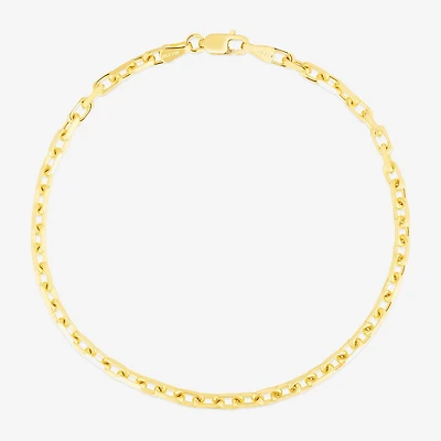 Mens 14K Gold 7.25 Inch Solid Link Chain Bracelet
