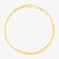 Mens 14K Gold 7.25 Inch Solid Link Chain Bracelet