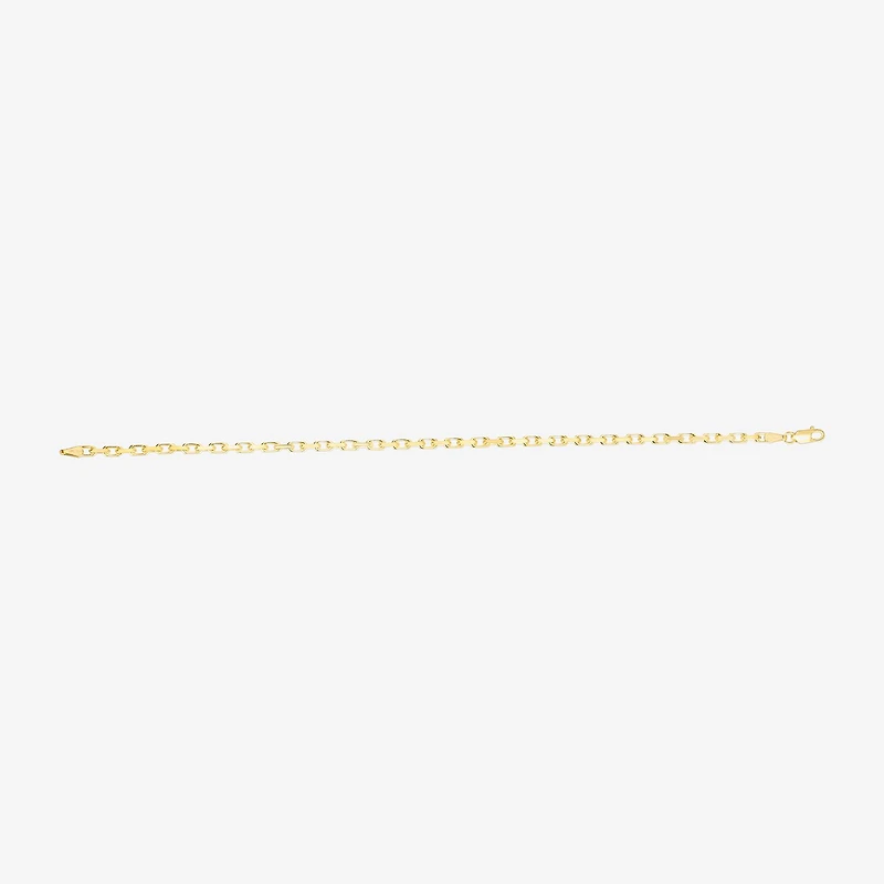 Mens 14K Gold 7.25 Inch Solid Link Chain Bracelet