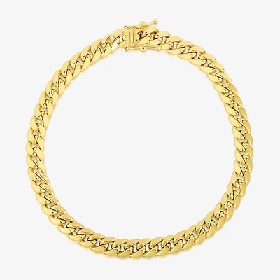 Mens 14K Gold 8 1/2 Inch Hollow Cuban Chain Bracelet