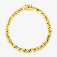 Mens 14K Gold 8 1/2 Inch Hollow Cuban Chain Bracelet