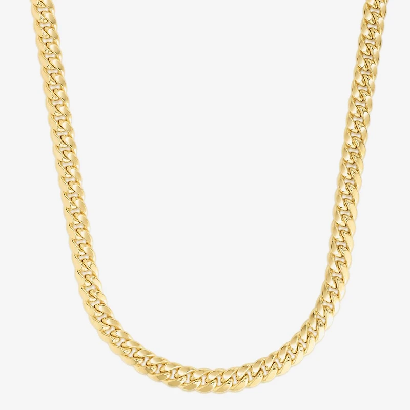 Mens 14K Gold 8 1/2 Inch Hollow Cuban Chain Bracelet