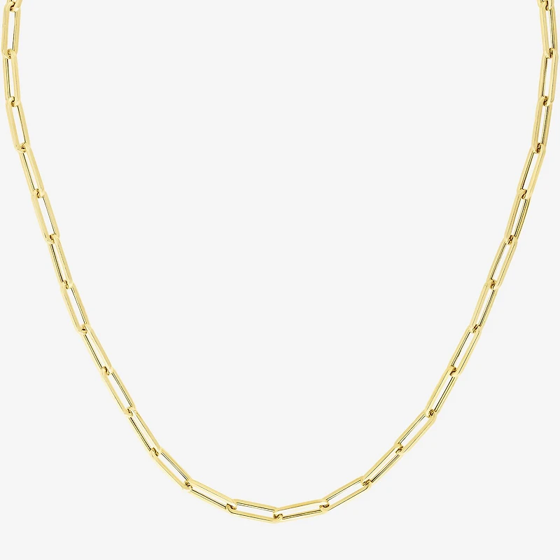 Unisex Adult 14K Gold 18 Inch Paperclip Chain Necklace