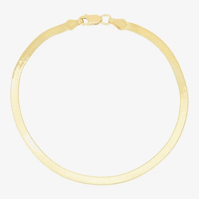 Unisex Adult 14K Gold 8 Inch Semisolid Herringbone Chain Bracelet