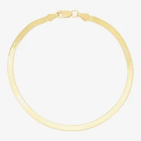 Unisex Adult 14K Gold 8 Inch Semisolid Herringbone Chain Bracelet