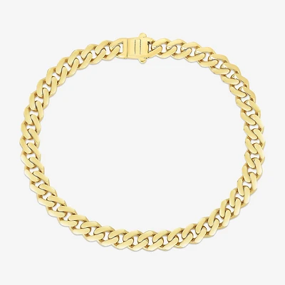 Mens 14K Gold 8 Inch Semisolid Cuban Chain Bracelet