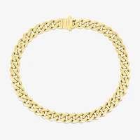 Mens 14K Gold 8 Inch Semisolid Cuban Chain Bracelet