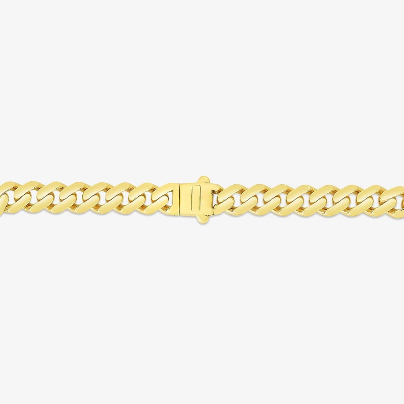 Mens 14K Gold 8 Inch Semisolid Cuban Chain Bracelet
