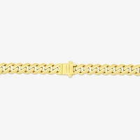 Mens 14K Gold 8 Inch Semisolid Cuban Chain Bracelet