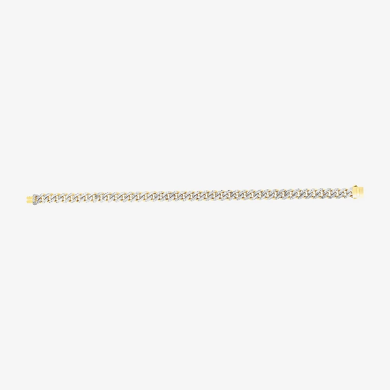 Mens 14K Gold 8 1/4 Inch Semisolid Cuban Chain Bracelet
