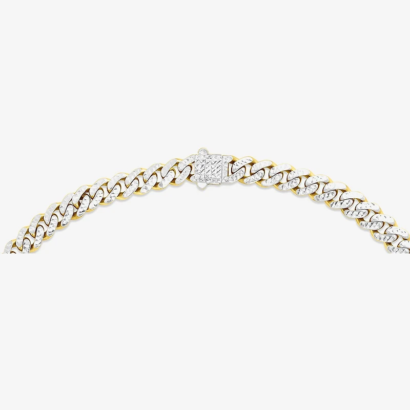 Mens 14K Gold 8 1/4 Inch Semisolid Cuban Chain Bracelet