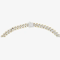 Mens 14K Gold 8 1/4 Inch Semisolid Cuban Chain Bracelet