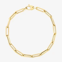 Womens 14K Gold 7.5 Inch Semisolid Paperclip Chain Bracelet