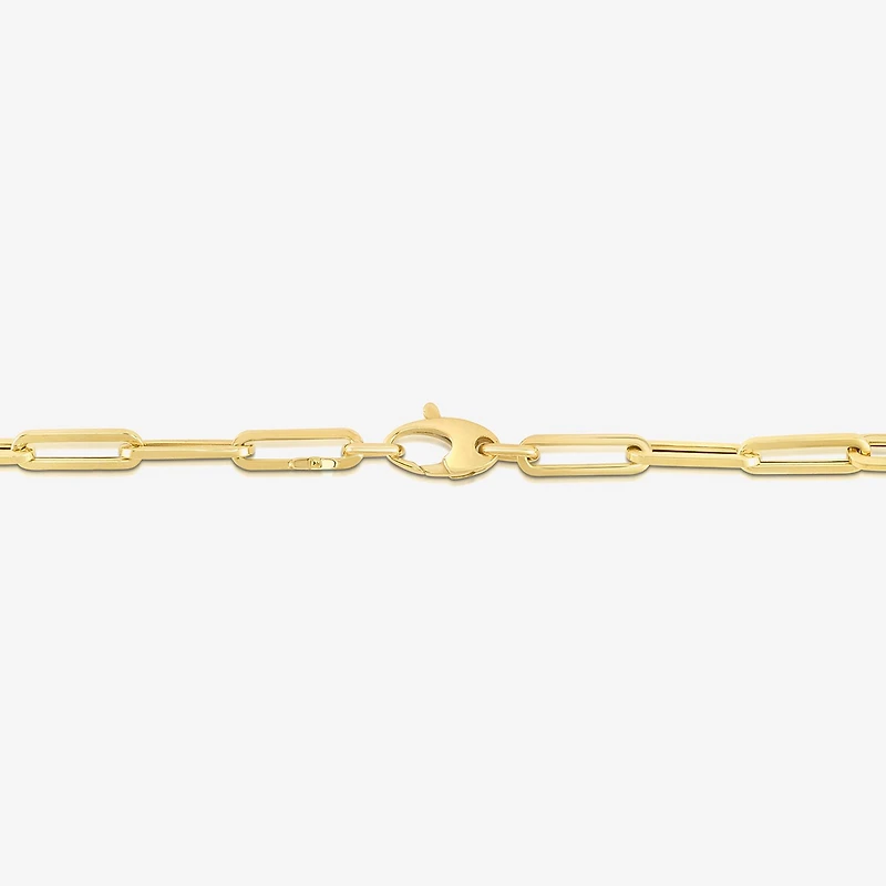 Womens 14K Gold 7.5 Inch Semisolid Paperclip Chain Bracelet