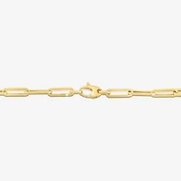 Womens 14K Gold 7.5 Inch Semisolid Paperclip Chain Bracelet