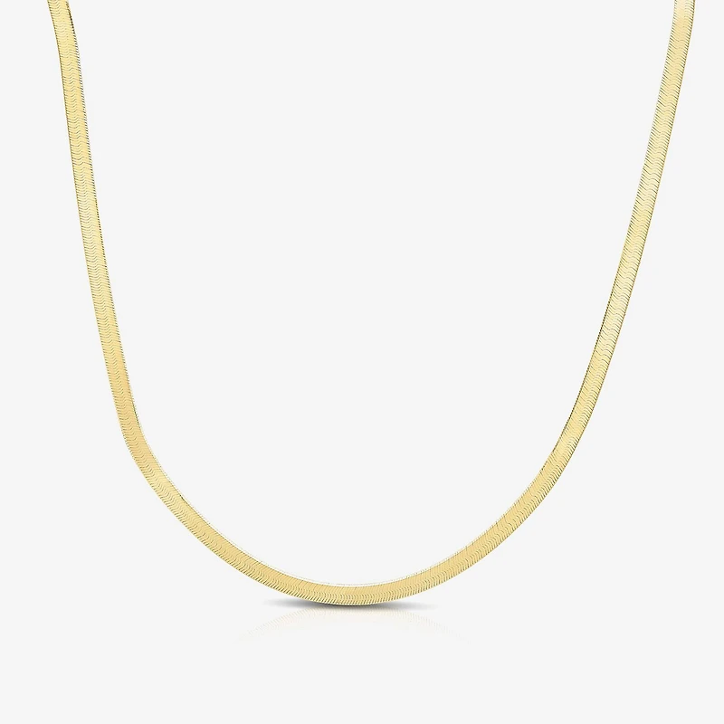 Unisex Adult 14K Gold 18 Inch Herringbone Chain Necklace