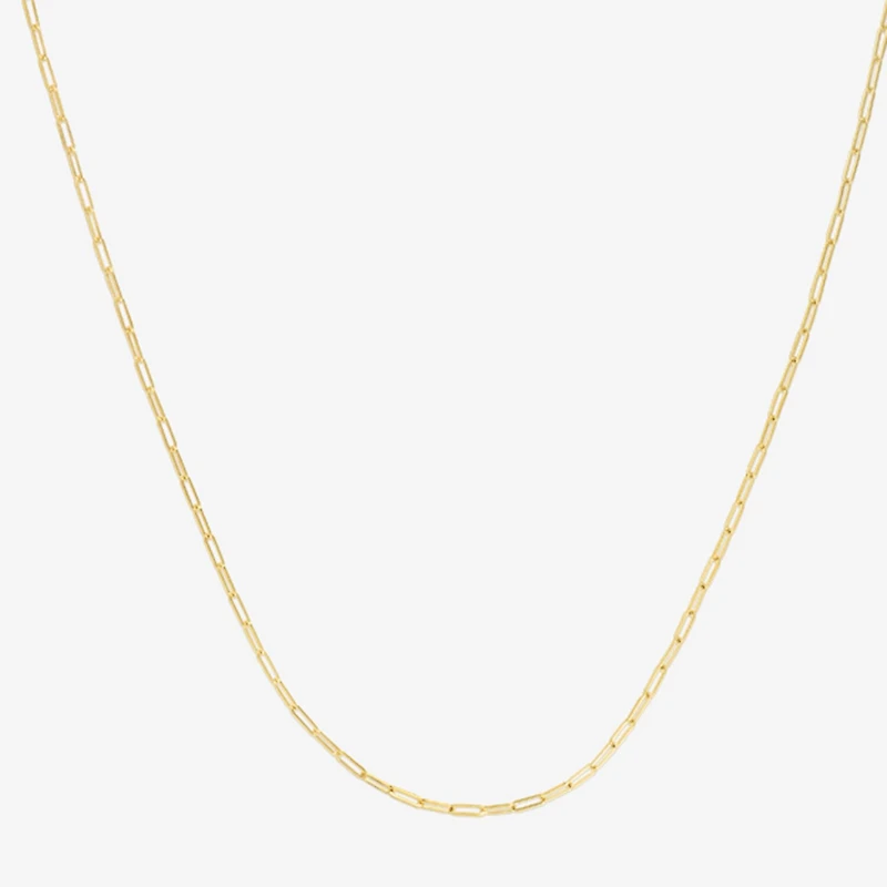 Unisex Adult 14K Gold 20 Inch Paperclip Chain Necklace