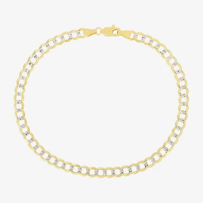 Mens 14K Gold 8 1/2 Inch Solid Curb Chain Bracelet