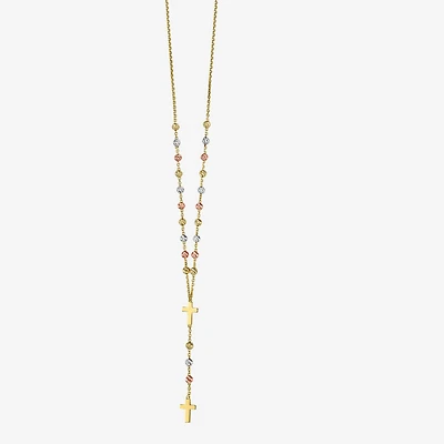 Religious Jewelry Cross Womens 14K Gold 17 Inch Rosary Necklace