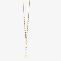 Religious Jewelry Cross Womens 14K Gold 17 Inch Rosary Necklace