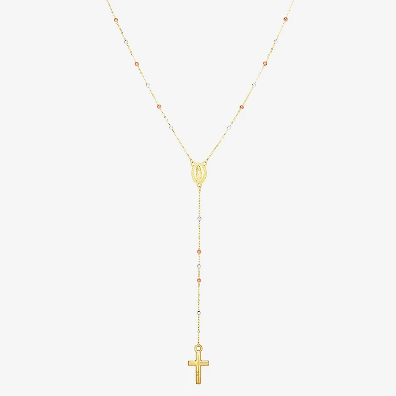 Religious Jewelry Cross Unisex Adult 14K Gold 26 Inch Rosary Necklace