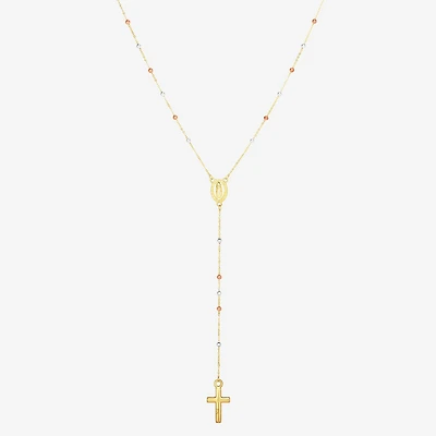 Religious Jewelry Cross Unisex Adult 14K Gold 26 Inch Rosary Necklace