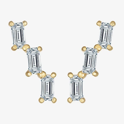 Gold Addiction Cubic Zirconia 14K Gold 12.5mm Rectangular Stud Earrings