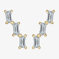 Gold Addiction Cubic Zirconia 14K Gold 12.5mm Rectangular Stud Earrings