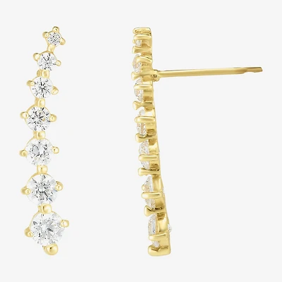 Gold Addiction Womens Cubic Zirconia 14K Gold Round Ear Climbers