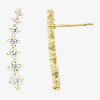 Gold Addiction Womens Cubic Zirconia 14K Gold Round Ear Climbers