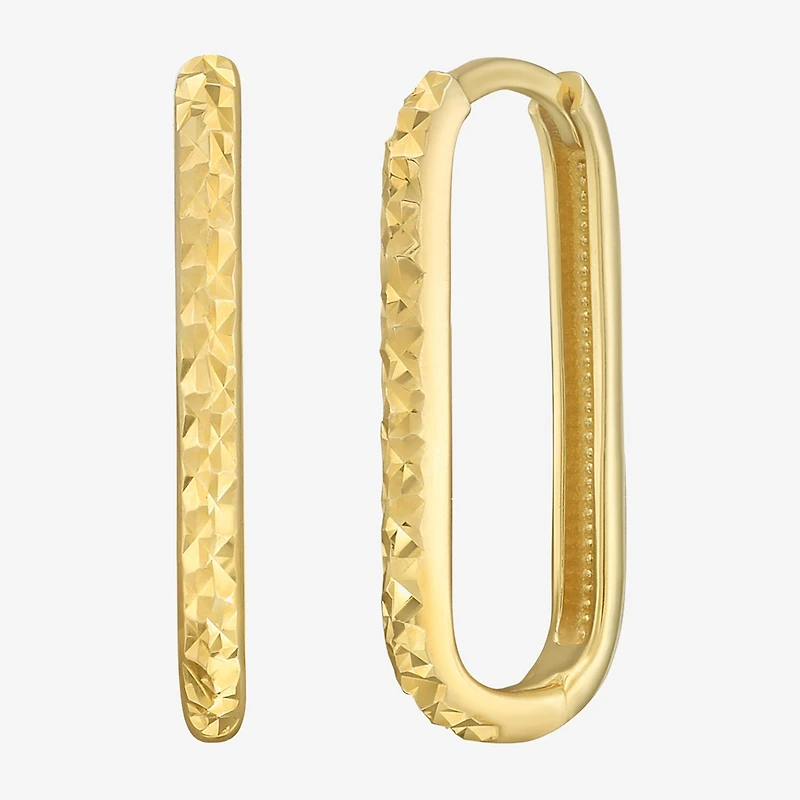Gold Addiction Womens 14K Gold 20.2mm Oval Hoop Earrings
