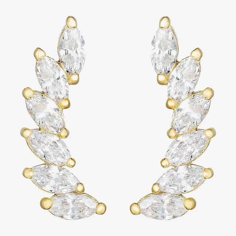 Gold Addiction Cubic Zirconia 14K Gold 14.9mm Marquise Stud Earrings
