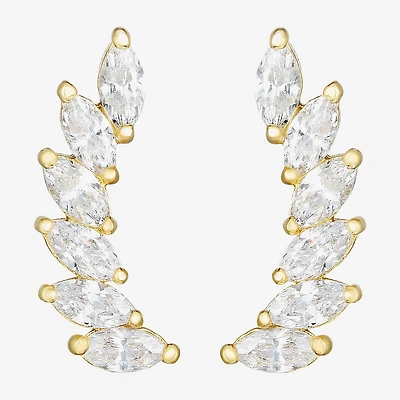 Gold Addiction Cubic Zirconia 14K Gold 14.9mm Marquise Stud Earrings
