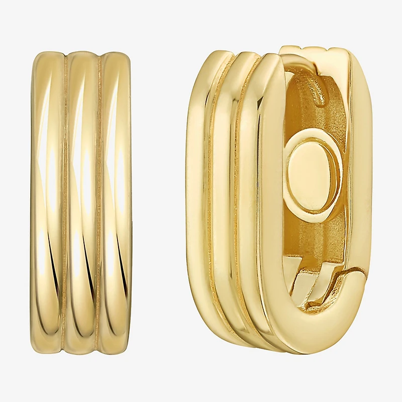 Womens 14K Gold 18mm Oval Hoop Earrings