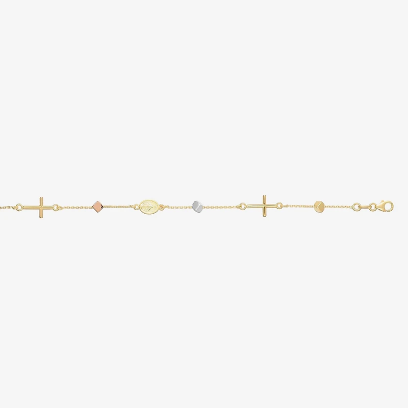 Womens 14K Gold 7.5 Inch Cable Chain Bracelet