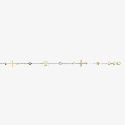 Womens 14K Gold 7.5 Inch Cable Chain Bracelet