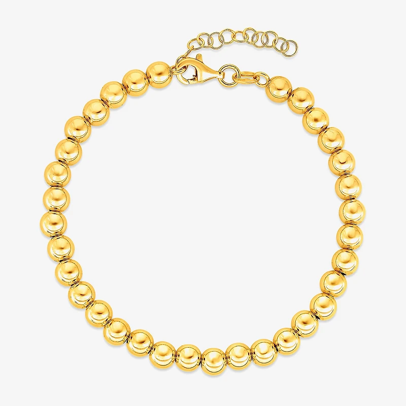 Unisex Adult 14K Gold 8 Inch Bead Chain Bracelet