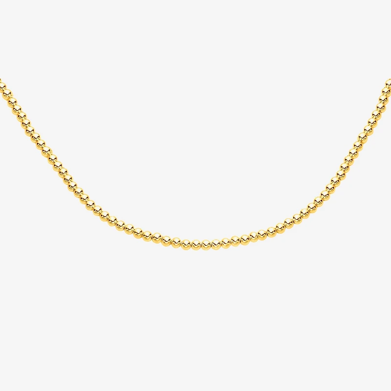 Unisex Adult 14K Gold 8 Inch Bead Chain Bracelet
