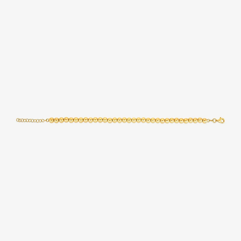 Unisex Adult 14K Gold 8 Inch Bead Chain Bracelet