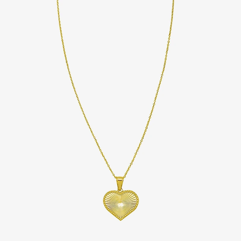 Womens 14K Gold Heart Inch Pendant Necklace