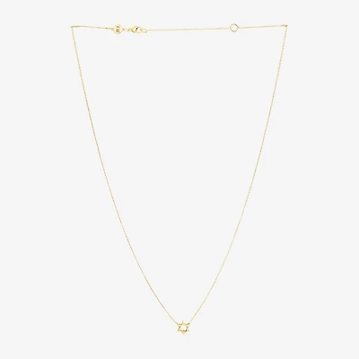 Star Of David Womens 14K Gold Star 18 Inch Pendant Necklace