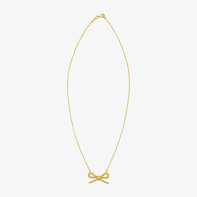 Gold Addiction Unisex Adult 14K Gold Bow 17 Inch Pendant Necklace
