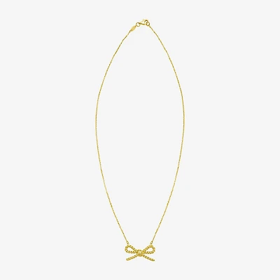 Gold Addiction Unisex Adult 14K Gold Bow 17 Inch Pendant Necklace