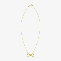 Gold Addiction Unisex Adult 14K Gold Bow 17 Inch Pendant Necklace