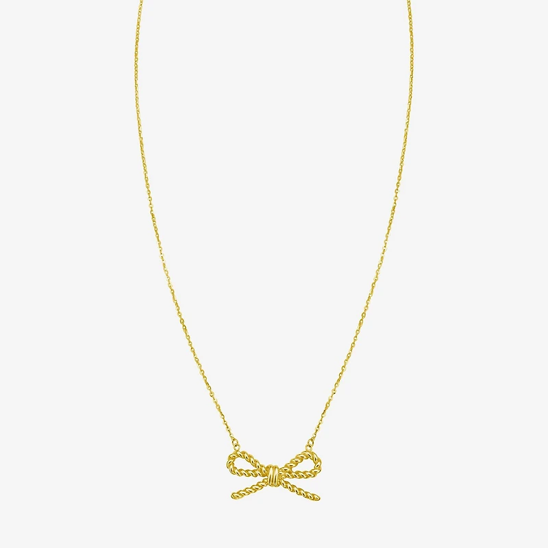 Gold Addiction Unisex Adult 14K Gold Bow 17 Inch Pendant Necklace